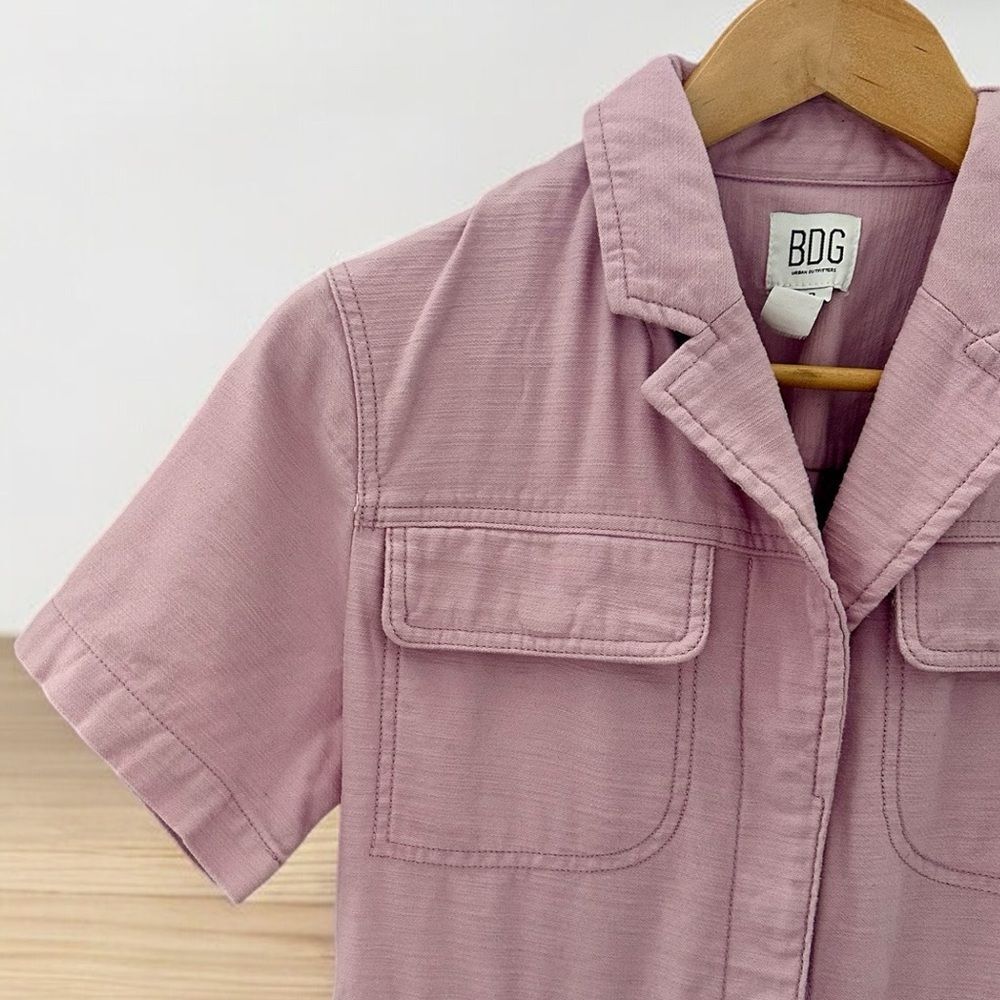 BDG Mauve Pink Short-Sleeve Utility Romper